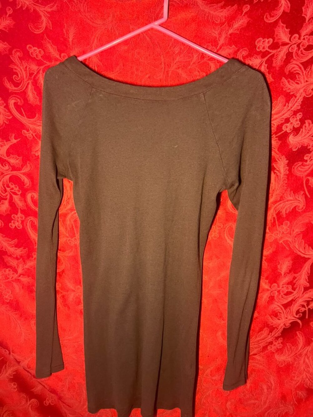 Express Women's Brown Ribbed Knit Long Sleeve Top Dress Size M